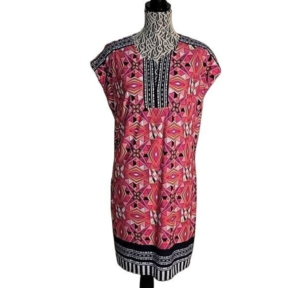 LAUNDRY BY SHELLI SEGAL Designer Contemporary Geometric Print Sheath Dress M